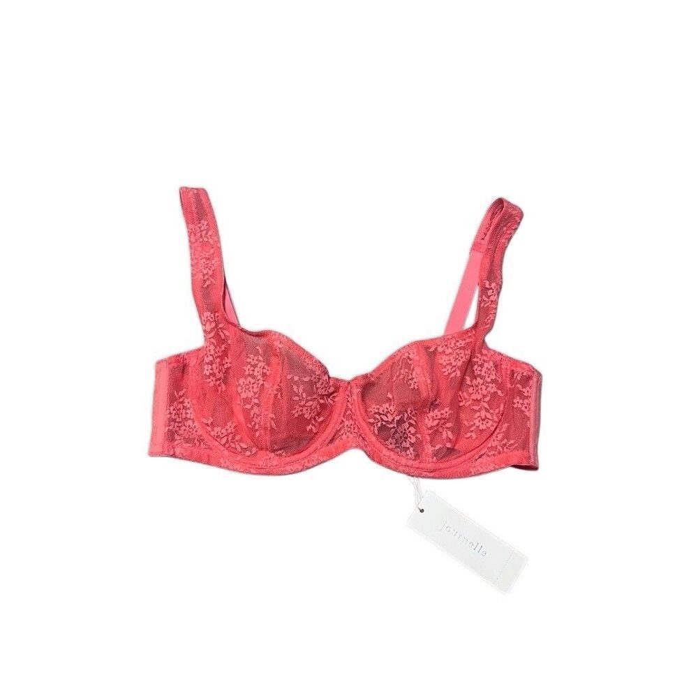 Lace Underwire Bra in Coral Pink